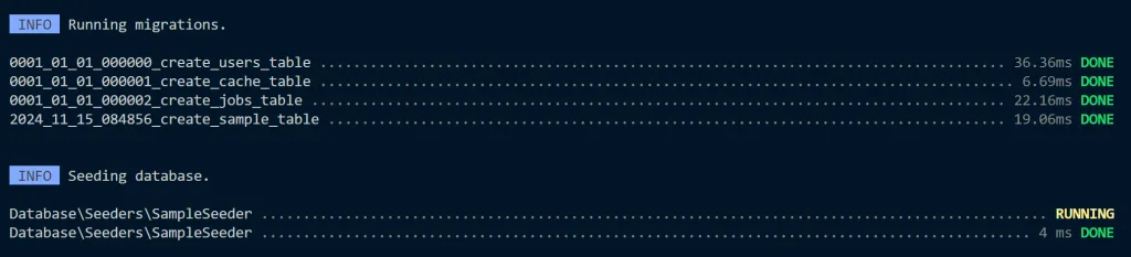 php artisan migration --seed